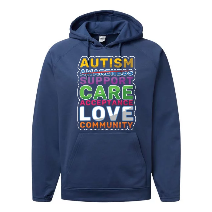 Colorful Puzzle Support Care Love Autism Awareness Gift Performance Fleece Hoodie