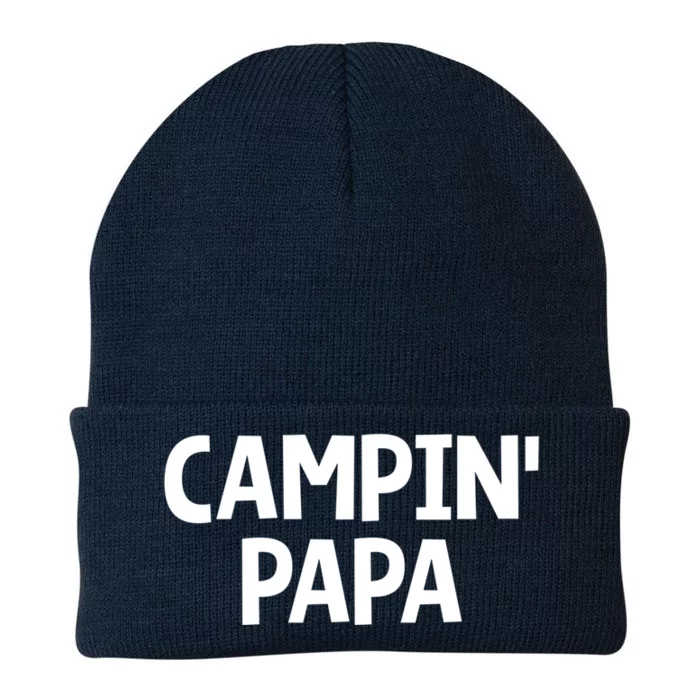 Campin Papa! Simple Minimalist Camping Grandfather Grandad Great Gift Knit Cap Winter Beanie