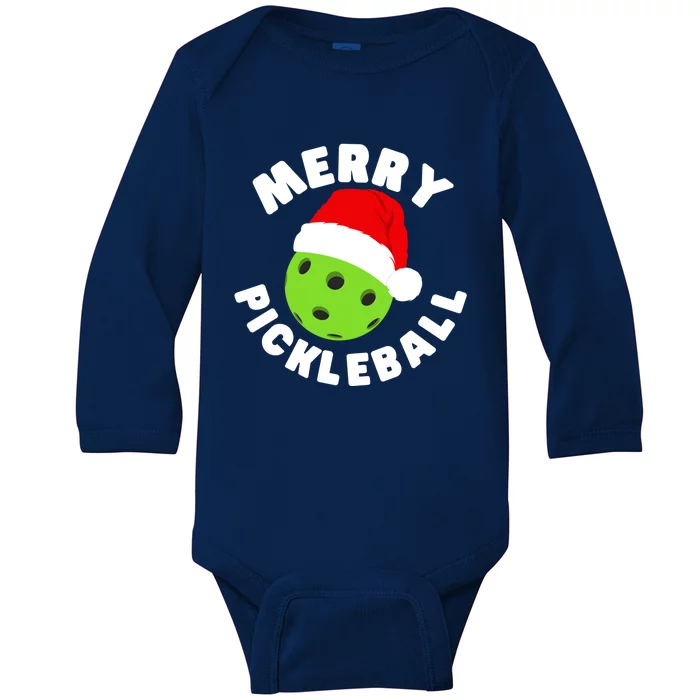 Christmas Pickleball Santa Hat Pickleball Player Xmas Gift Baby Long Sleeve Bodysuit