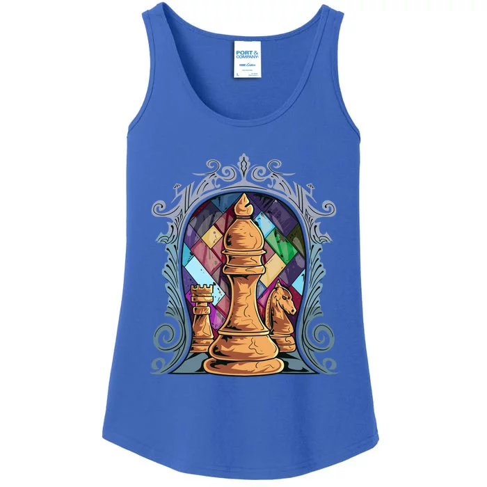 Chess Pieces Stained Glass Artwork Unique Chess Player Board Meaningful Gift Ladies Essential Tank