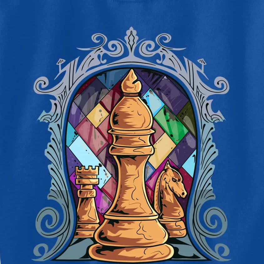 Chess Pieces Stained Glass Artwork Unique Chess Player Board Meaningful Gift Kids Sweatshirt