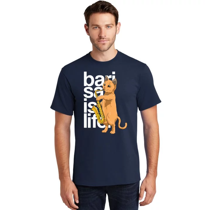 Cat Playing Saxophone Cat Jazz Sax Saxophonist Cat Musician Tall T-Shirt