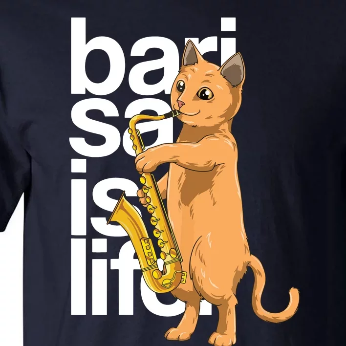 Cat Playing Saxophone Cat Jazz Sax Saxophonist Cat Musician Tall T-Shirt