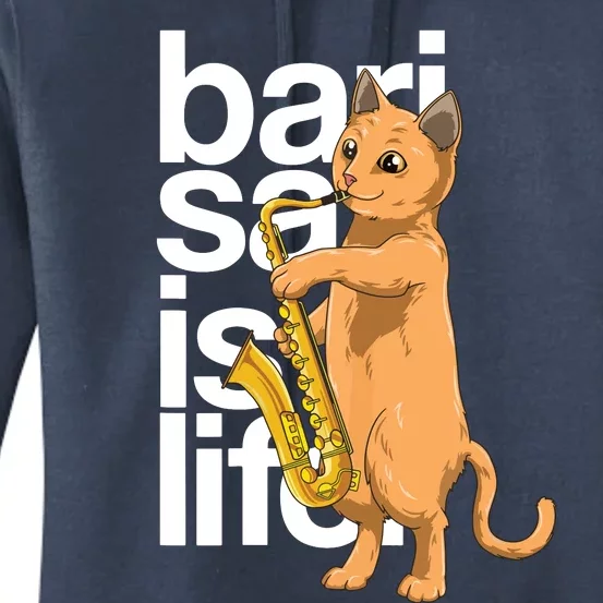 Cat Playing Saxophone Cat Jazz Sax Saxophonist Cat Musician Women's Pullover Hoodie