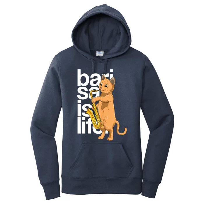 Cat Playing Saxophone Cat Jazz Sax Saxophonist Cat Musician Women's Pullover Hoodie