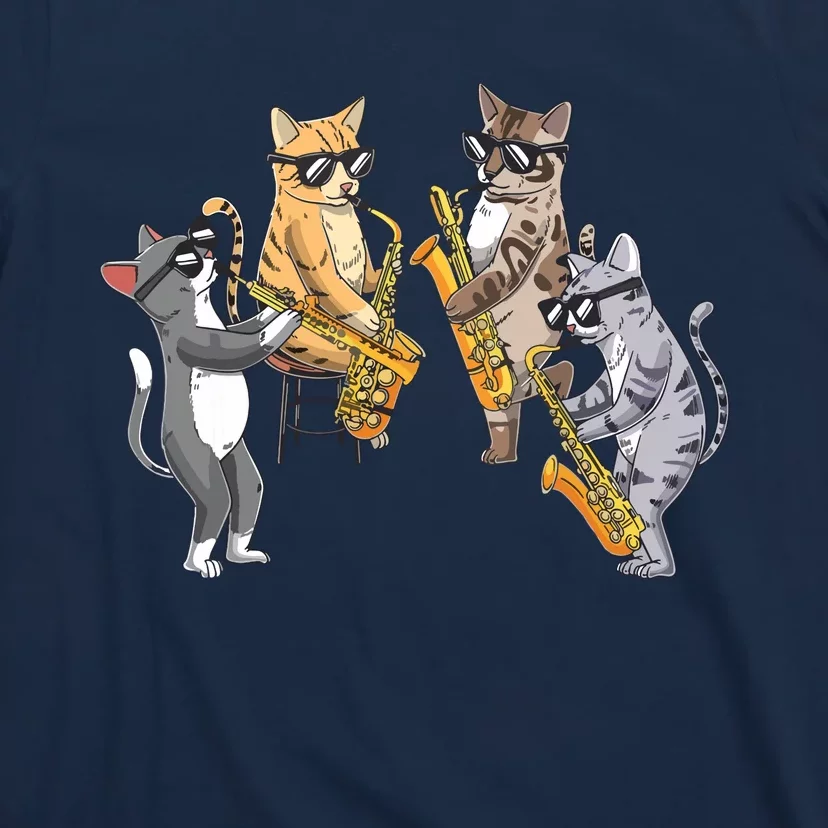 Cats Playing Saxophone Jazz Sax Musician Saxophonist T-Shirt