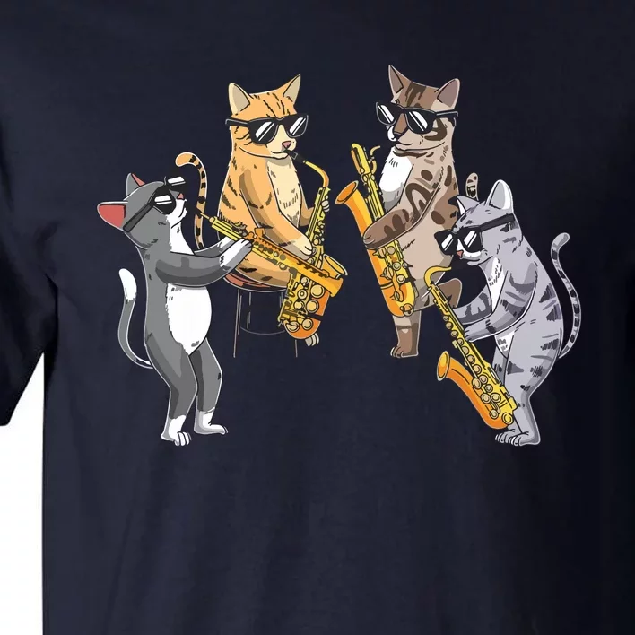 Cats Playing Saxophone Jazz Sax Musician Saxophonist Tall T-Shirt