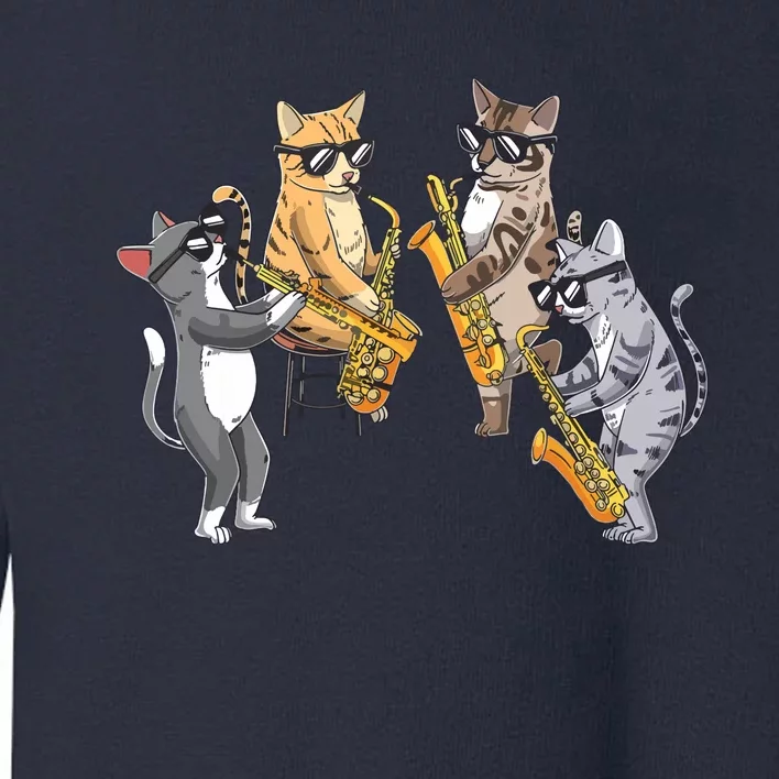 Cats Playing Saxophone Jazz Sax Musician Saxophonist Toddler Sweatshirt