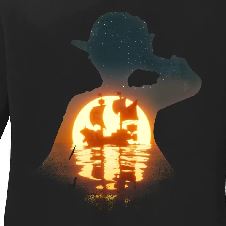 Cool Pirate Sunset Sunrise Ladies Long Sleeve Shirt