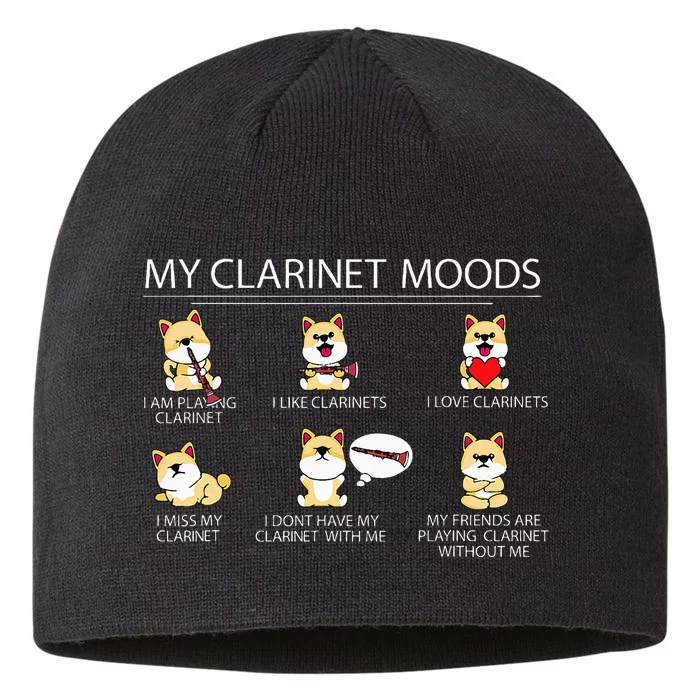 Clarinet Player Shiba Inu Dog Musician Clarinet 8 1/2in Sustainable Knit Beanie