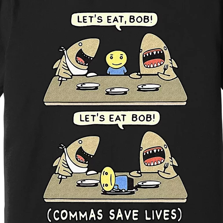 Commas Punctuation Shark Lets Eat Funny English Grammar Premium T-Shirt
