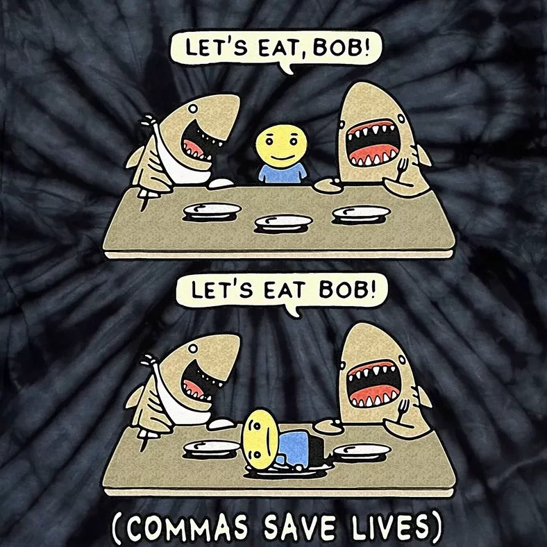 Commas Punctuation Shark Lets Eat Funny English Grammar Tie-Dye T-Shirt