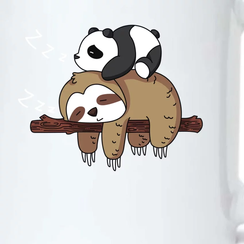 Cute Panda Sleeping On Sloth Design Sloth Gift Black Color Changing Mug