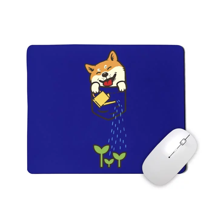 Cute Pocket Shiba Inu Funny Gift Earth Day Plants Dog Lover Funny Gift Mousepad