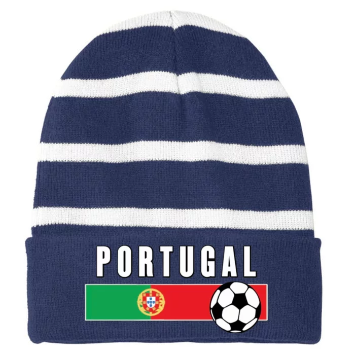 Cool Portugal Soccer National Team Striped Beanie with Solid Band