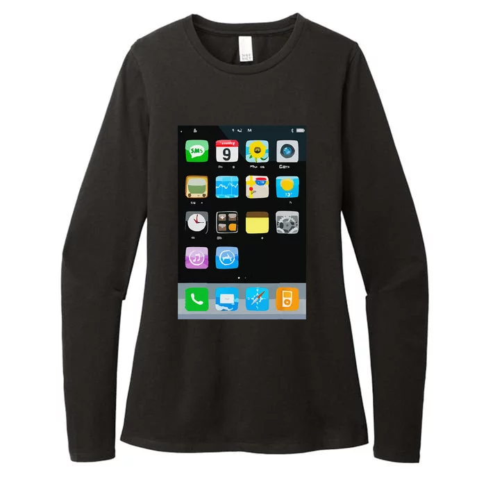 Cell Phone Smartphone Mobile App Halloween Costume Womens CVC Long Sleeve Shirt