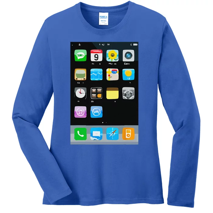 Cell Phone Smartphone Mobile App Halloween Costume Ladies Long Sleeve Shirt