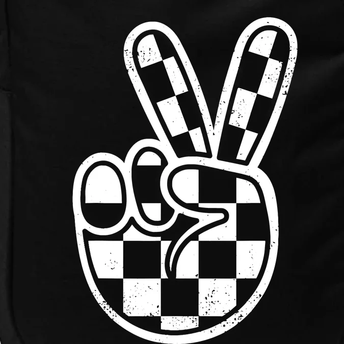 Checkered Peace Sign 60s 70s 80s Race Car Gamer Boy Impact Tech Backpack