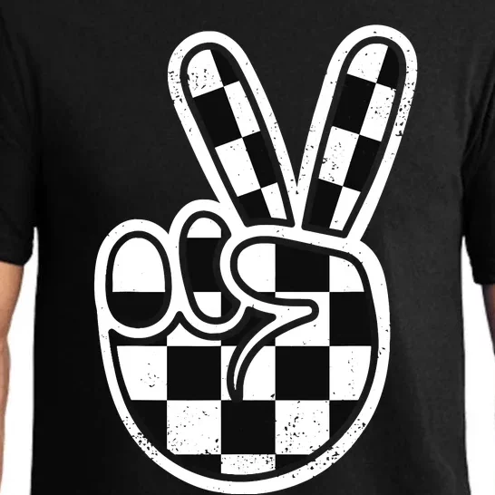 Checkered Peace Sign 60s 70s 80s Race Car Gamer Boy Pajama Set