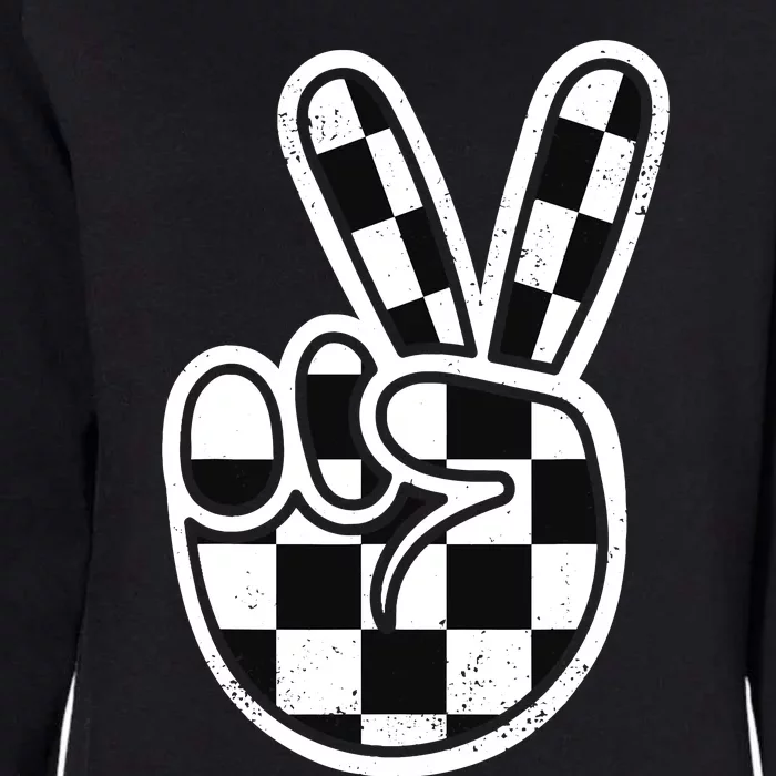 Checkered Peace Sign 60s 70s 80s Race Car Gamer Boy Womens California Wash Sweatshirt