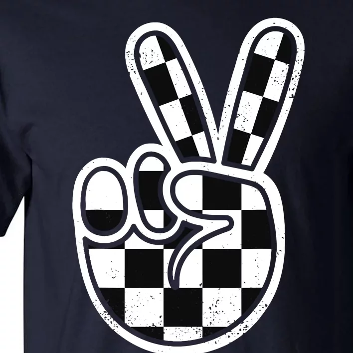 Checkered Peace Sign 60s 70s 80s Race Car Gamer Boy Tall T-Shirt