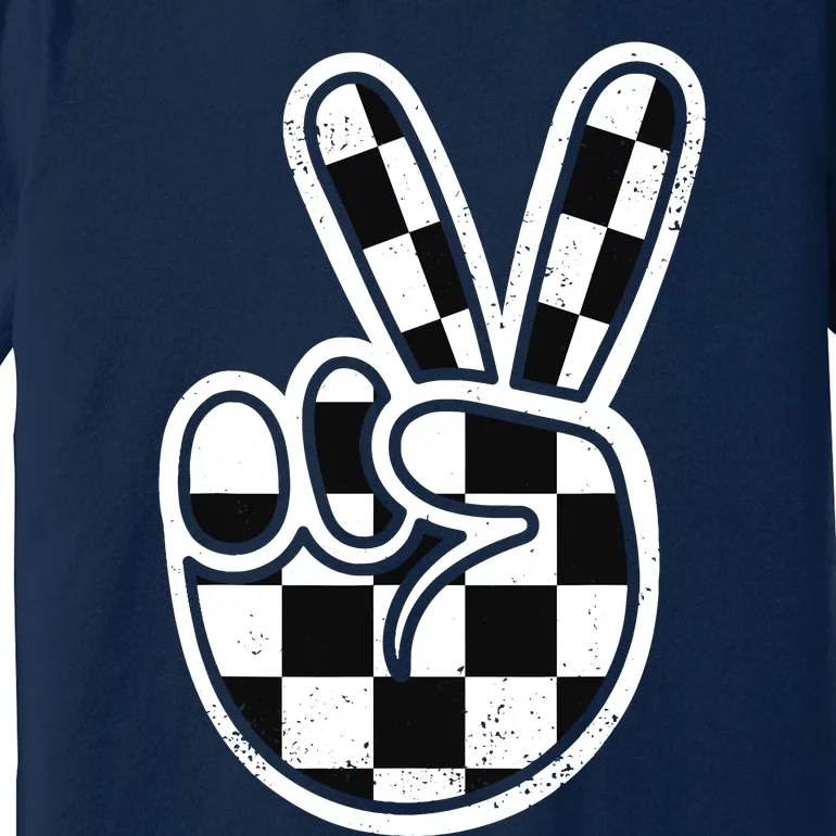 Checkered Peace Sign 60s 70s 80s Race Car Gamer Boy Premium T-Shirt