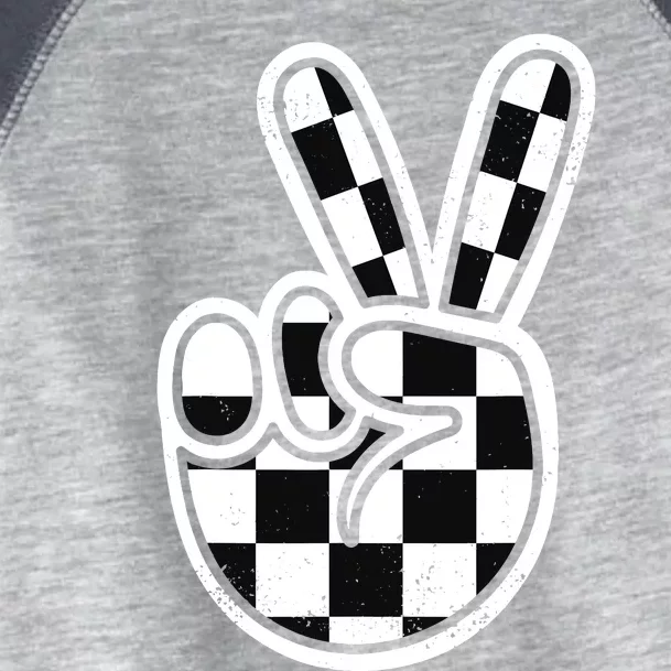 Checkered Peace Sign 60s 70s 80s Race Car Gamer Boy Toddler Fine Jersey T-Shirt