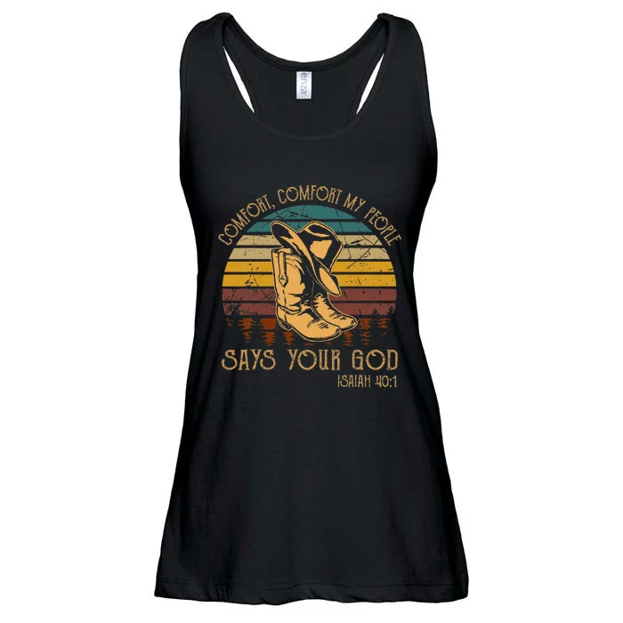 Comfort People Says Your God Isaiah 401 Man Cowboy Boots Ladies Essential Flowy Tank