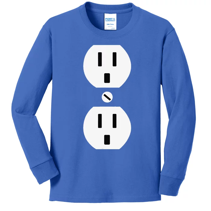 Couple Plug Socket Matching Costume Funny Halloween Gifts Kids Long Sleeve Shirt