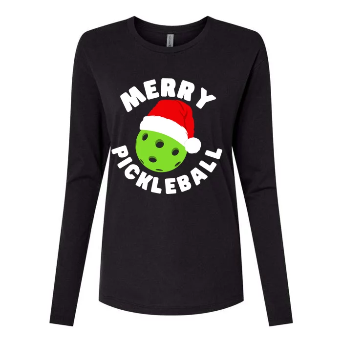 Christmas Pickleball Santa Hat Pickleball Player Xmas Gift Womens Cotton Relaxed Long Sleeve T-Shirt