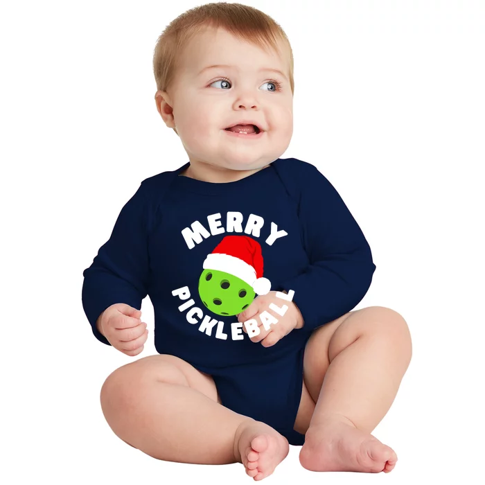 Christmas Pickleball Santa Hat Pickleball Player Xmas Gift Baby Long Sleeve Bodysuit