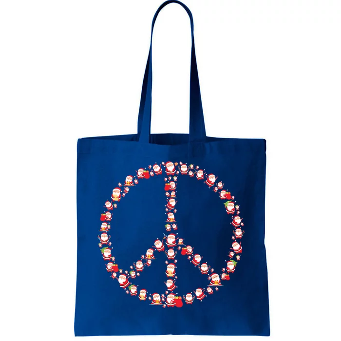 Christmas Peace Sign Santa Claus Retro Hippie Happy Holidays Gift Tote Bag