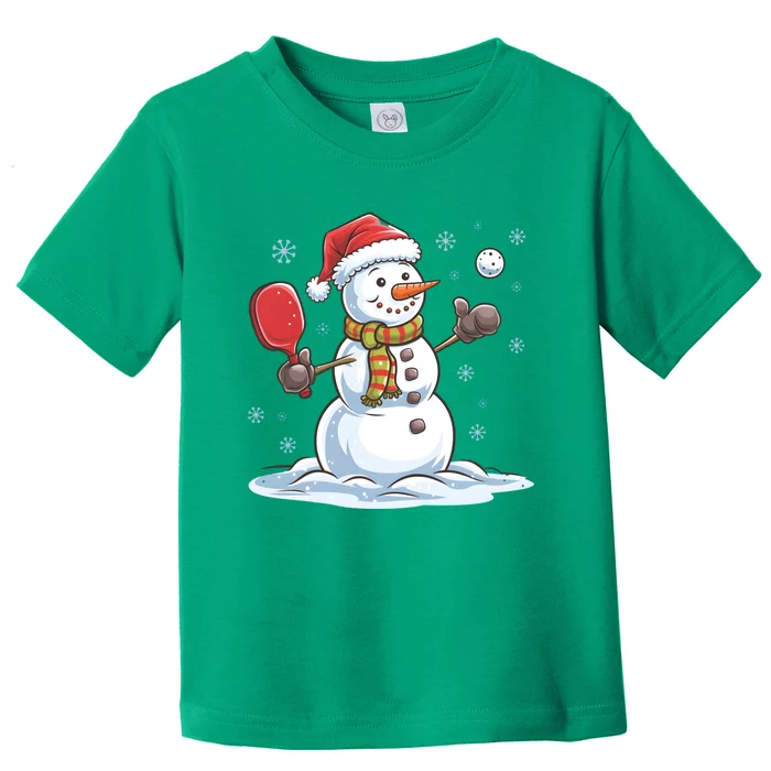 Christmas Pickleball Snowman Funny Xmas Pickleball Player Gift Toddler T-Shirt