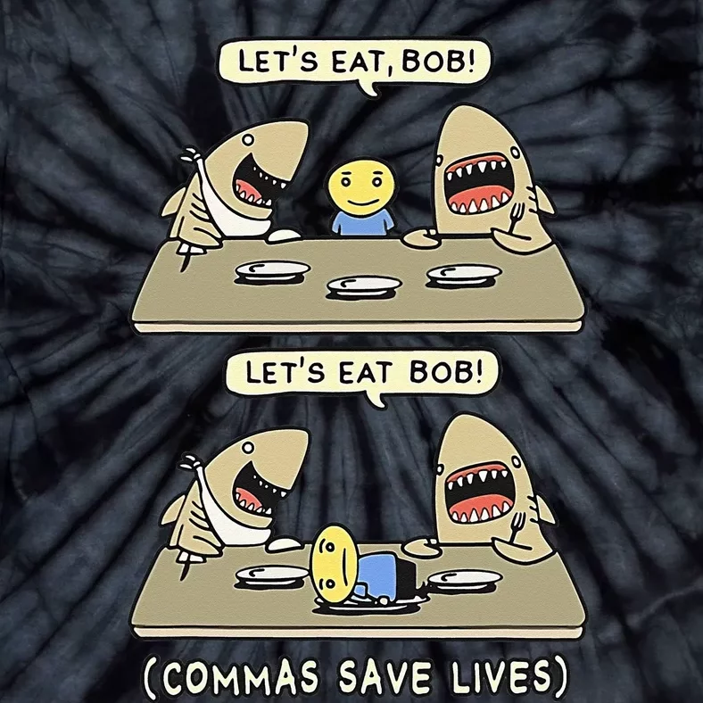 Commas Punctuation Shark Lets Eat Funny English Grammar Tie-Dye T-Shirt