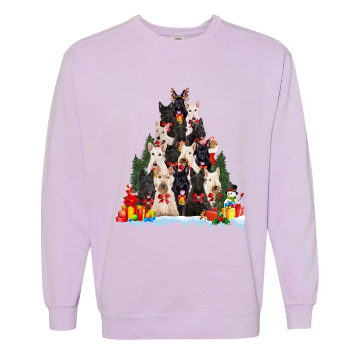 Christmas Pajama Scottish Terrier Xmas Tree Funny Gift Dog Lovers Cool Gift Garment-Dyed Sweatshirt