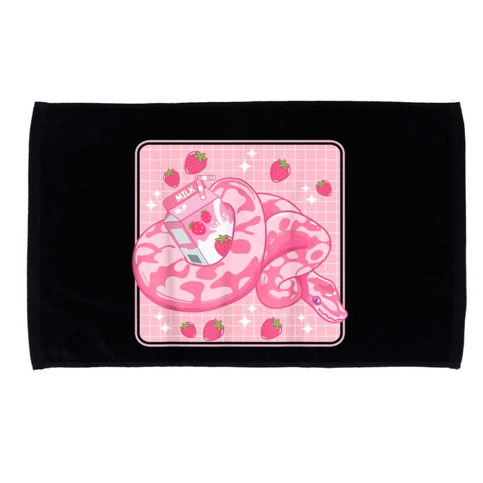 Cute Pink Strawberry Milk Snake Kawaii Ball Python Microfiber Hand Towel