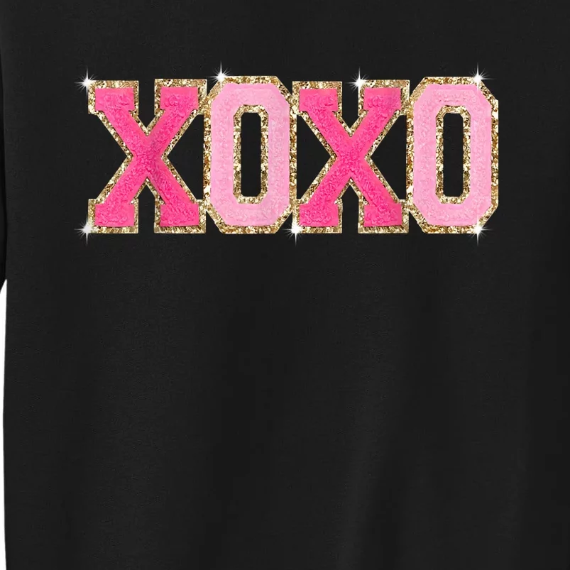 Chenille Patch Sparkling Xoxo Valentine Day Heart Love Gift Tall Sweatshirt