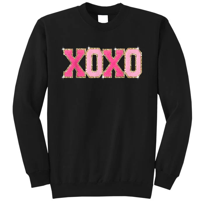 Chenille Patch Sparkling Xoxo Valentine Day Heart Love Gift Tall Sweatshirt