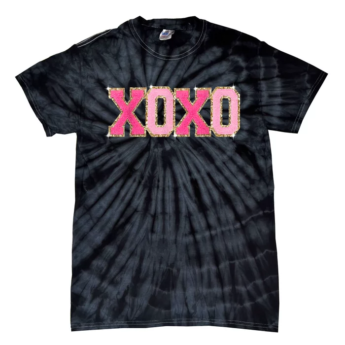 Chenille Patch Sparkling Xoxo Valentine Day Heart Love Gift Tie-Dye T-Shirt