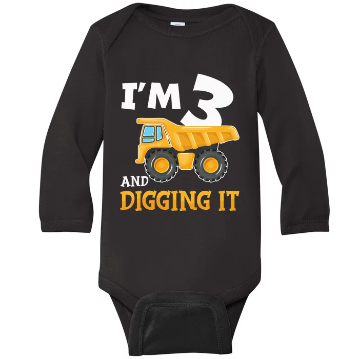 Construction Party Supplies for 3rd Birthday Celebration Baby Long Sleeve Bodysuit