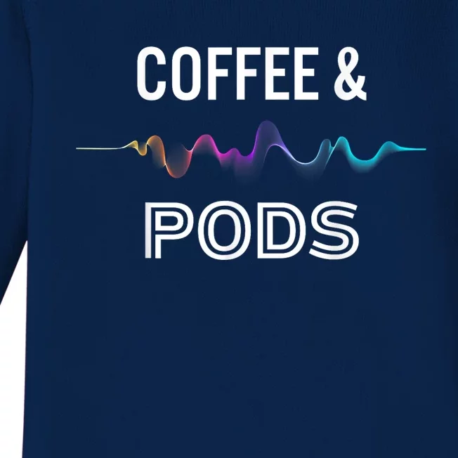 Coffee & Pods Sound Wave Tee Baby Long Sleeve Bodysuit