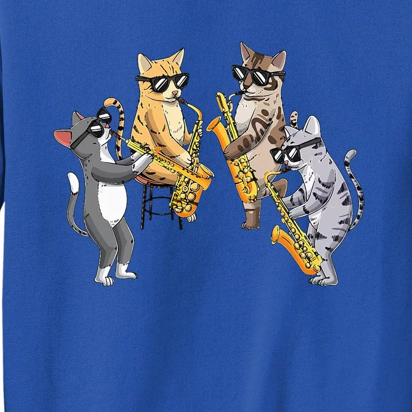 Cats Playing Saxophone Jazz Sax Musician Saxophonist Sweatshirt