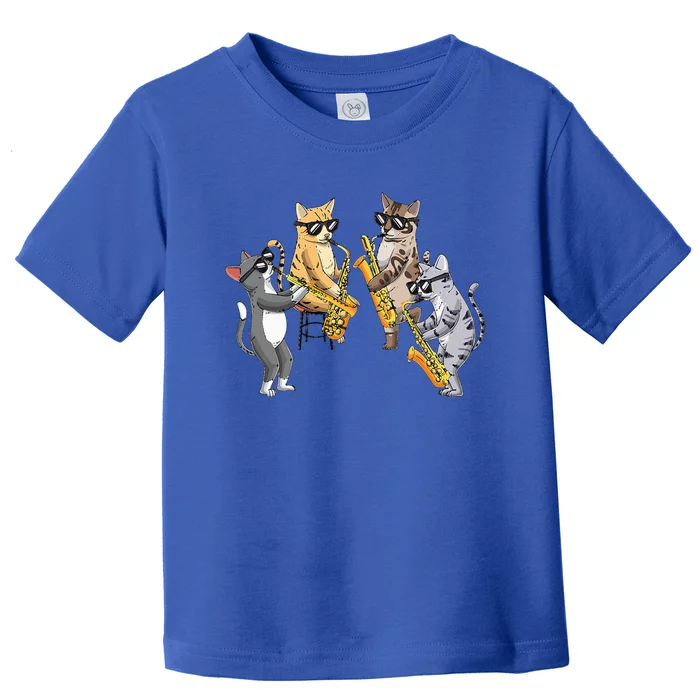 Cats Playing Saxophone Jazz Sax Musician Saxophonist Toddler T-Shirt