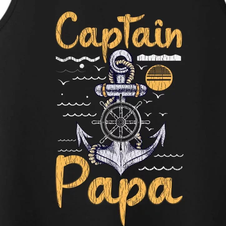 Captain Papa Sailing Boating Father Son Dad Matching Sailor Gift Performance Tank