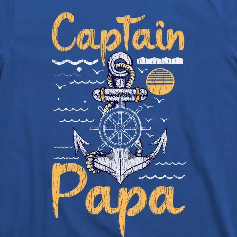 Captain Papa Sailing Boating Father Son Dad Matching Sailor Gift T-Shirt