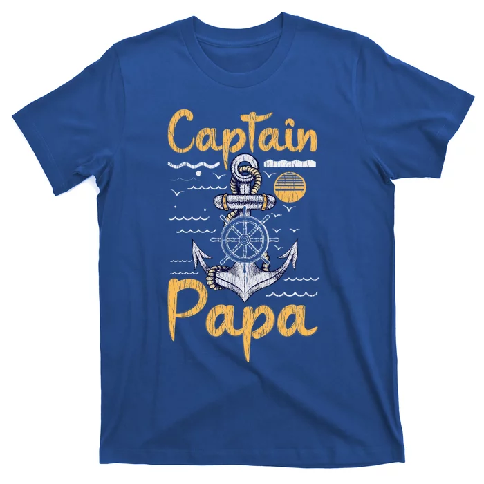 Captain Papa Sailing Boating Father Son Dad Matching Sailor Gift T-Shirt