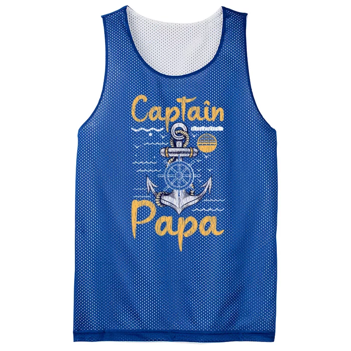 Captain Papa Sailing Boating Father Son Dad Matching Sailor Gift Mesh Reversible Basketball Jersey Tank