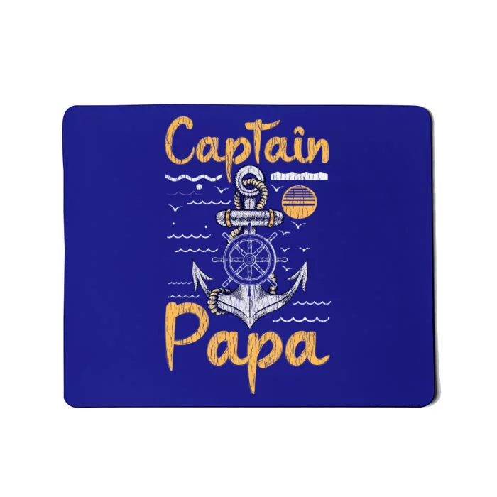 Captain Papa Sailing Boating Father Son Dad Matching Sailor Gift Mousepad