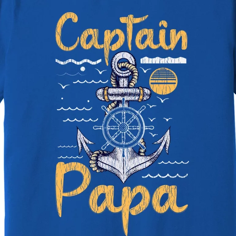 Captain Papa Sailing Boating Father Son Dad Matching Sailor Gift Premium T-Shirt