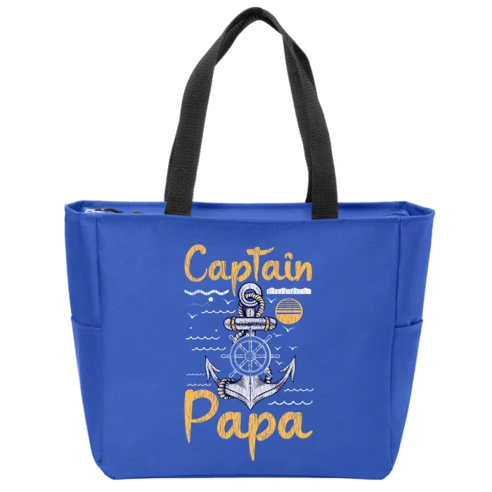 Captain Papa Sailing Boating Father Son Dad Matching Sailor Gift Zip Tote Bag